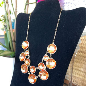 Statement Bib Necklace Gold Amber